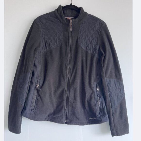 Eddie Bauer Women’s Black Fleece Jacket Medium – Quilted Details - Picture 3 of 11